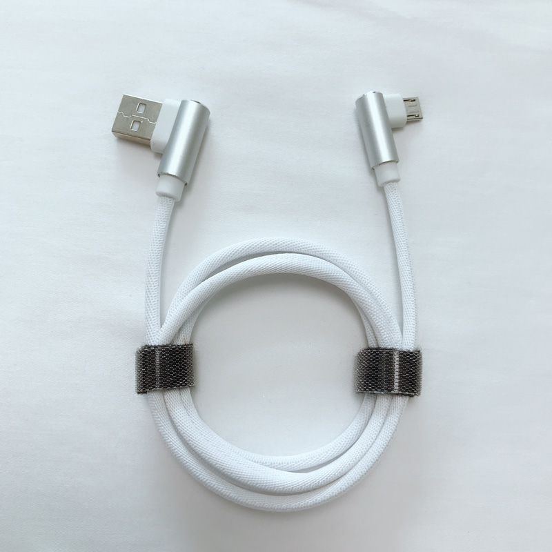 Unghiul drept dublu împletit Carcasă de aluminiu rotundă de încărcare rapidă Cablul de date USB pentru micro USB, tip C, încărcarea fulgerului și sincronizarea iPhone